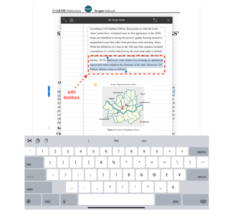 edit text in study notes